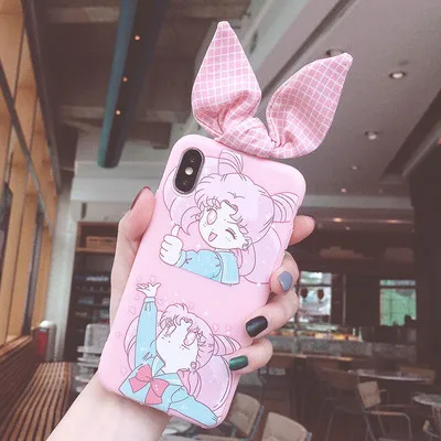 As shown in SAM Note 10 милый 3D чехол для телефона Сейлор Мун для samsung Note8/9/S10/S9 plus/S8/S7 Edge задняя крышка с кроличьими ушками - Цвет: As shown in