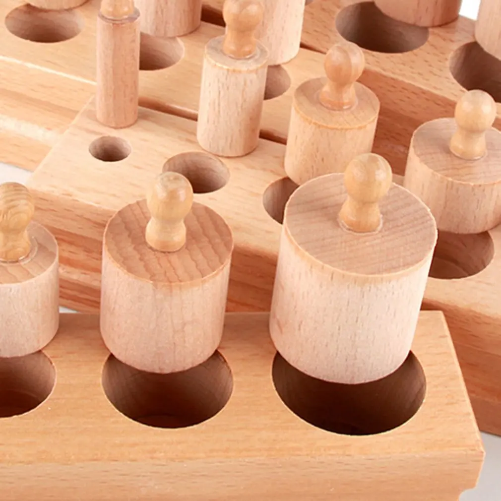 Склад в России деревянные игрушки montessori образовательных цилиндра разъем Конструкторы развития Детские практика и чувства