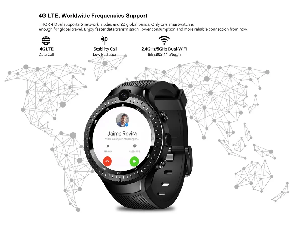 Умные часы Zeblaze THOR 4 Dual 4G GPS WiFi Android 1 Гб + 16 ГБ 5 Мп камера фитнес умные Relogio для