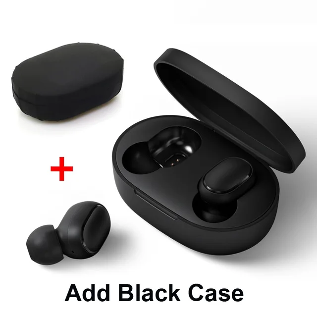 Add Black case Inlock Xiaomi Redmi Airdots Xiaomi Беспроводные Наушники управление голосом Bluetooth 5,0 контроль шумоподавления - Цвет: Add Black case