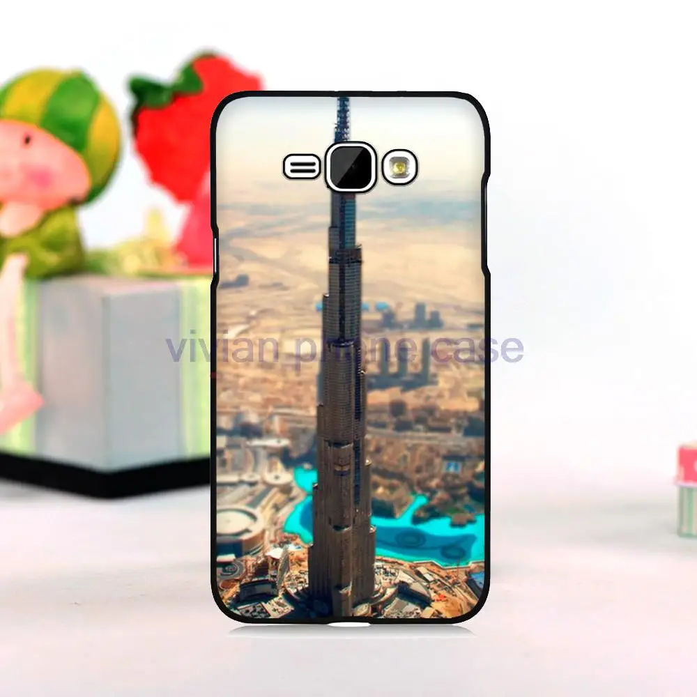 Город дубай Burj Khalifa Черный Мобильный Телефон Мешки Случаях для Samsung Galaxy J1 |