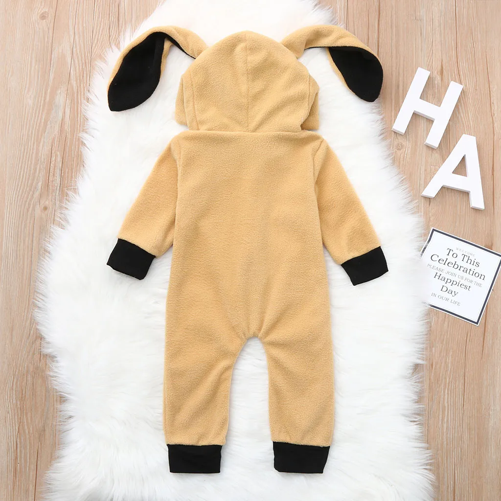 Комбинезон с капюшоном и ушками для маленьких мальчиков девочек комбинезон