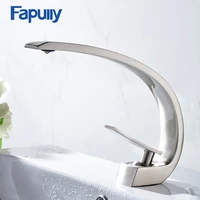fapully bathroom basin faucet white painted deck mounted single lever single hole basin mixer tap cold hot washbasin faucet 113