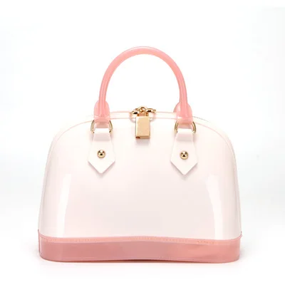 White Pink Новинка, силиконовая летняя милая сумка в виде ракушки конфет, желе, Женская Повседневная Сумка-тоут, женская сумка через плечо, пляжные сумки для девушек - Цвет: White Pink