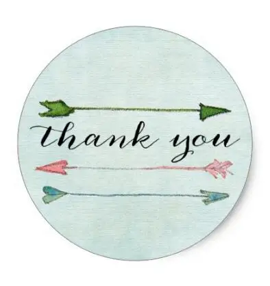 

1.5inch Mint Coral Arrows Calligraphy Thank You Sticker