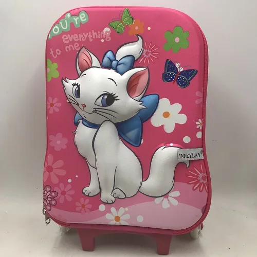 Синий Хит, чехол на колесиках с 3D рисунком кота из мультфильма, Детский чемодан EVA, дорожный костюм на колесиках, чехол для девочек с мультипликационным рисунком - Цвет: Синий