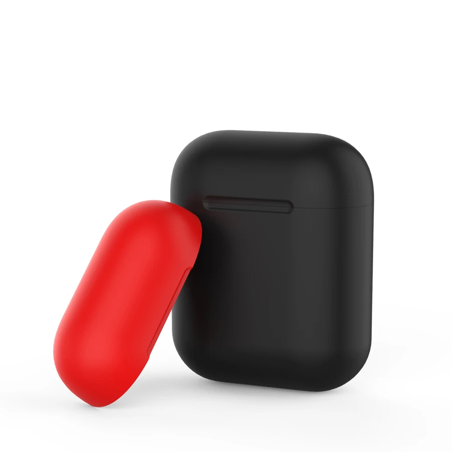 Силиконовый чехол для наушников для AirPods 2, беспроводная коробка для зарядки наушников, защитный футляр, чехол для телефона, аксессуары для AirPods - Цвет: Black add red