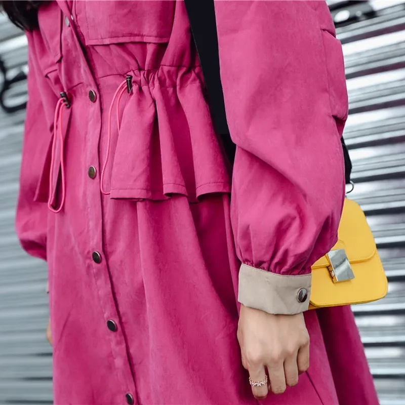 TWOTWINSTYLE толстовки Для женщин ветровка пальто рюшами на шнуровке Высокая Талия