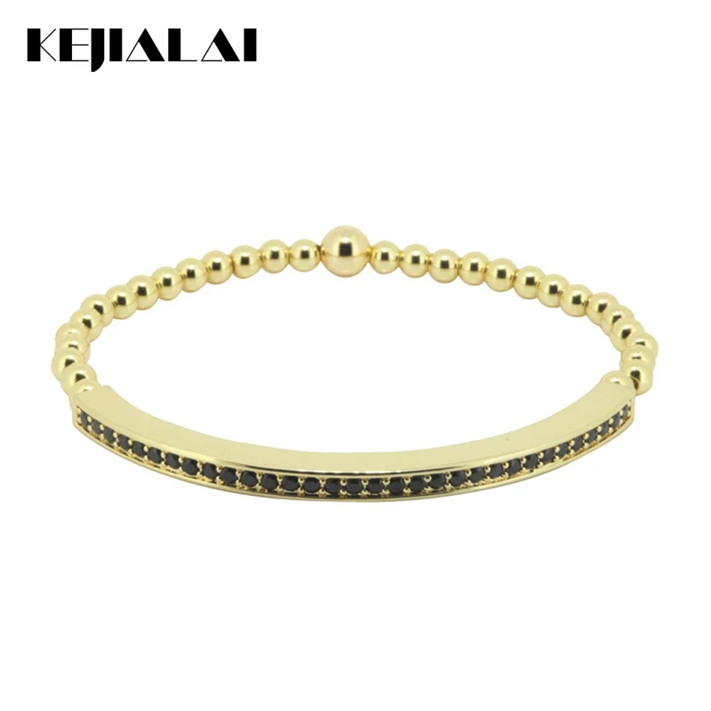 Мужской Эластичный браслет с бусинами 24 К из нержавеющей стали|bracelet cz|bracelet 24kbar