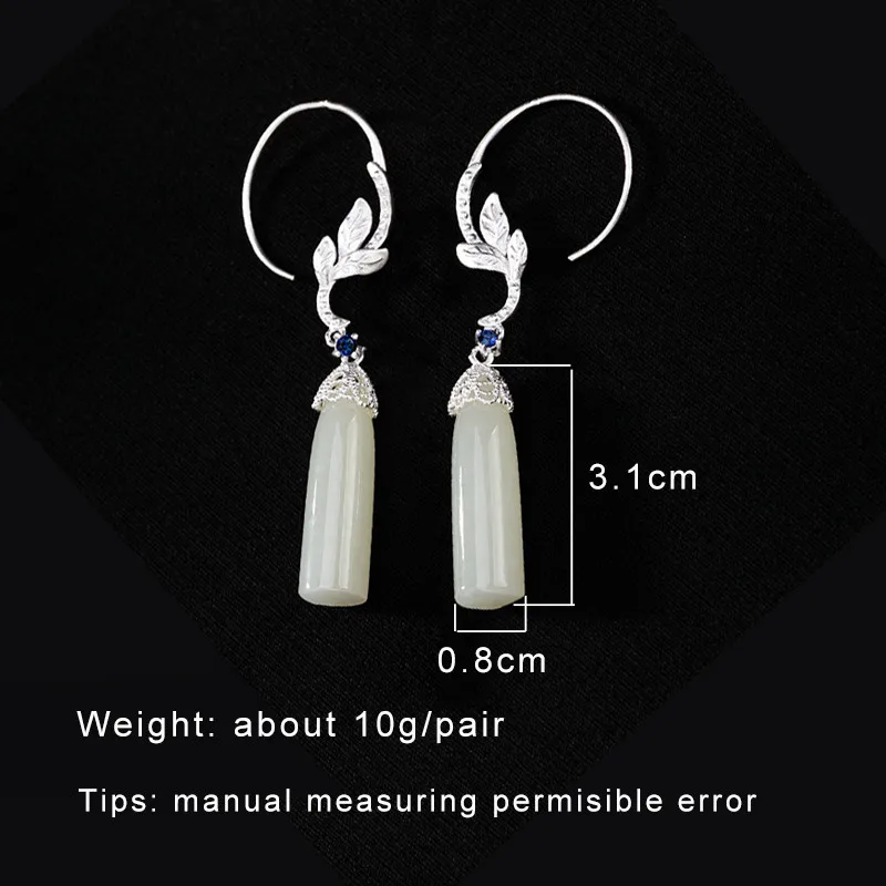 

GAGAFEEL Pure 925 Sterling Silver Leaf Earrings with White Stone Drop Earrings for Women Dropship Retro Jewelry High Quality