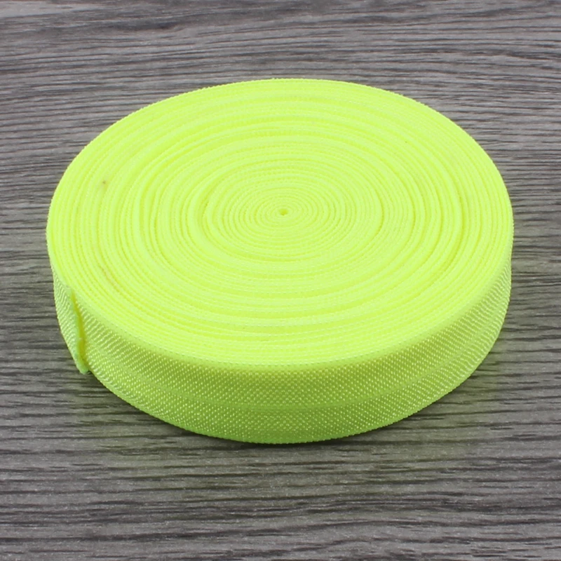 lime 50Y OEM 5/8 Блестящие Твердые Высоко-гибкой Нейлон Сложенном Более Упругой Ленты, Стретч-ВРАГ для Волос Tie/Волос луки/Эластичные Повязки - Цвет: lime