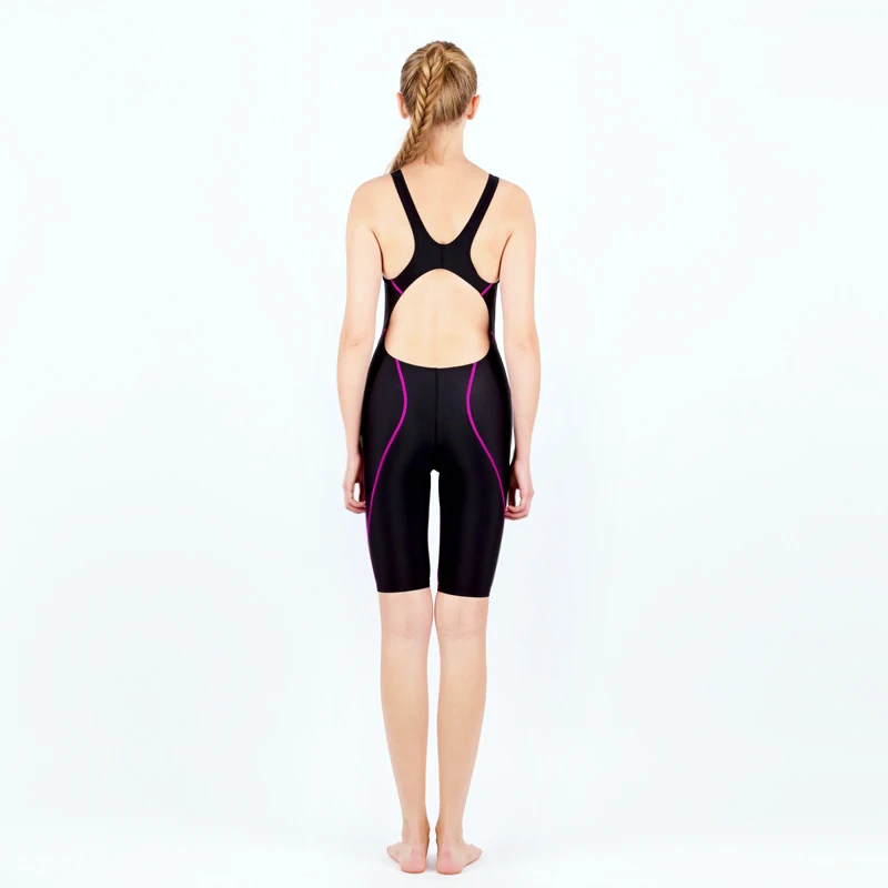 Women Sharkskin Professional Competition Swimsuit Female One Piece Bathing Suits Training Swimwear Racing Knee Length Beach Suit