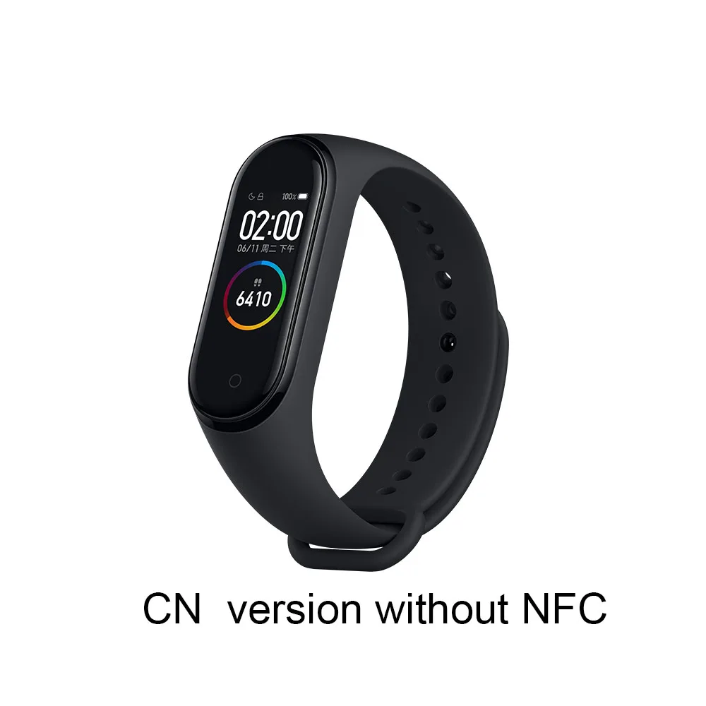 Черный Xiaomi mi-браслет 4 Smart mi Band 4, браслет, пульсометр, фитнес, 135 мА/ч, цветной экран, Bluetooth 5,0, трекер активности, 4 цвета - Цвет: Черный