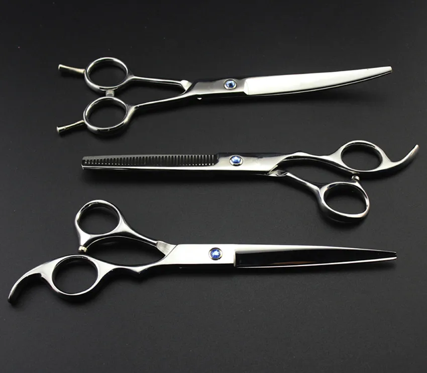 Custom Logo 4 kits pet 7 inch shears dog grooming hair scissors set cutting thinning curved barber clipper hairdressing | Красота и