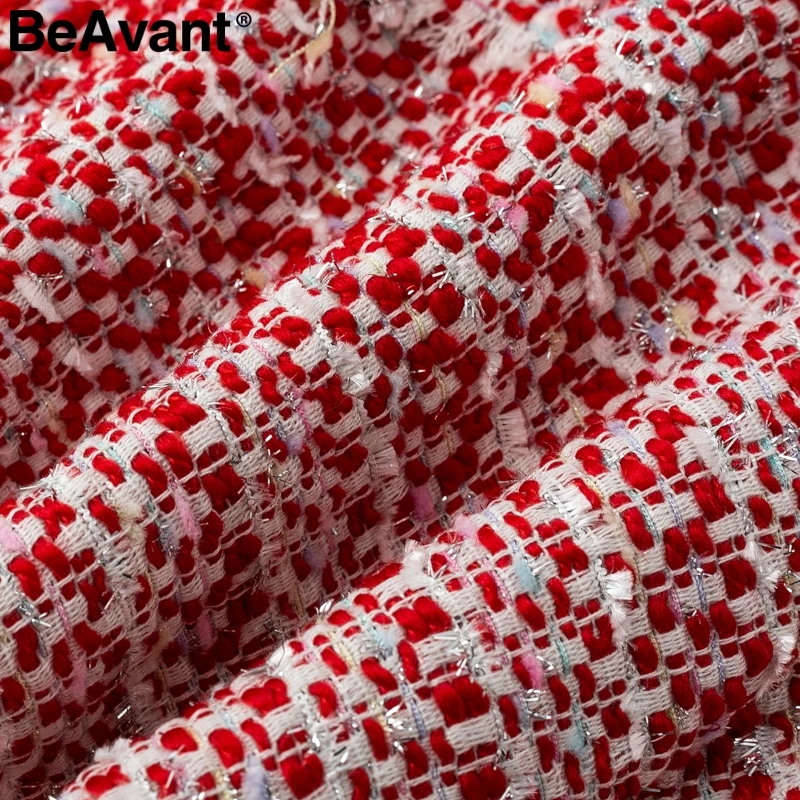 BeAvant/короткие твидовые юбки с высокой талией и оборками Зимние женские мини