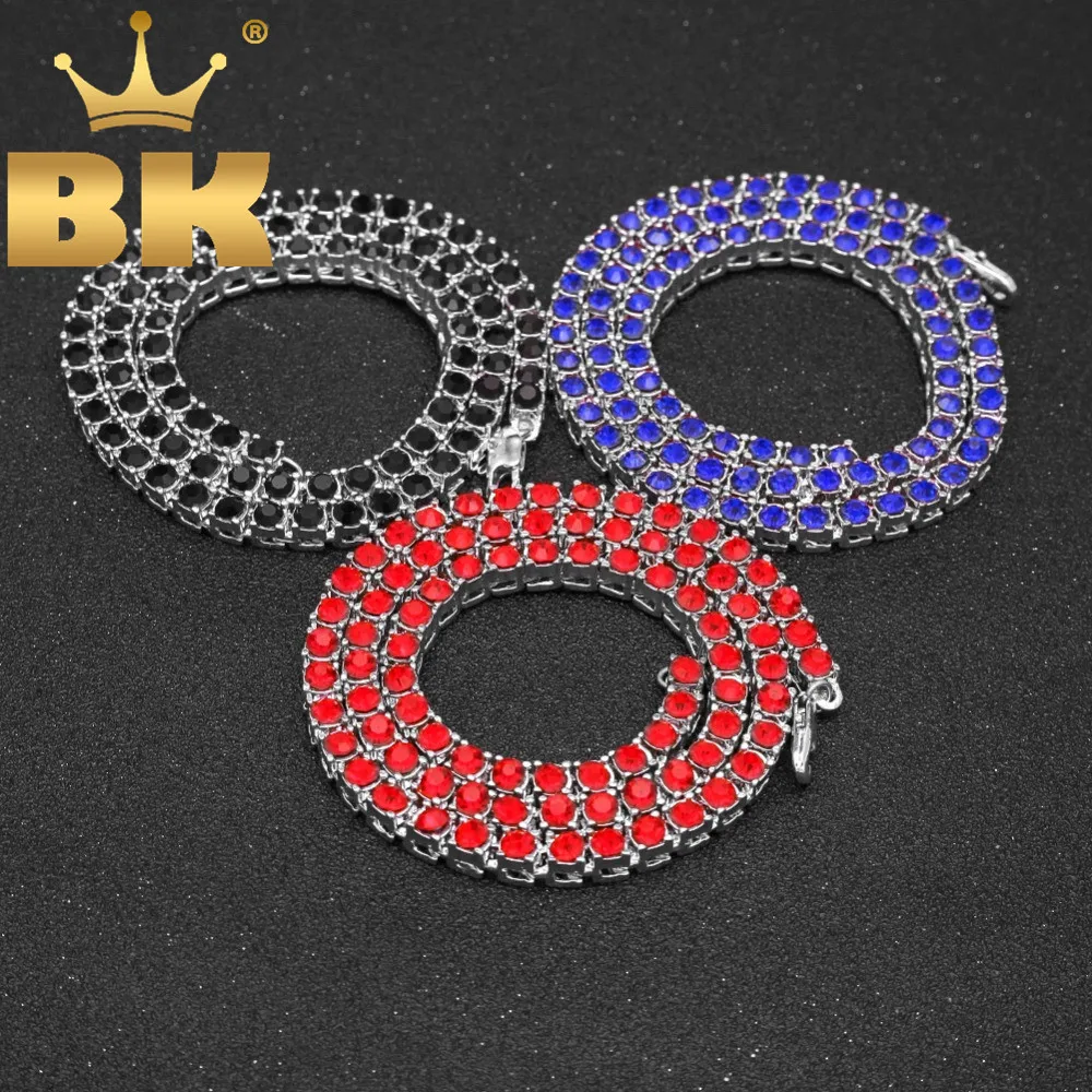 Мужское ожерелье KING BLING со льдом синего/Красного/черного цвета стразы 1 ряд