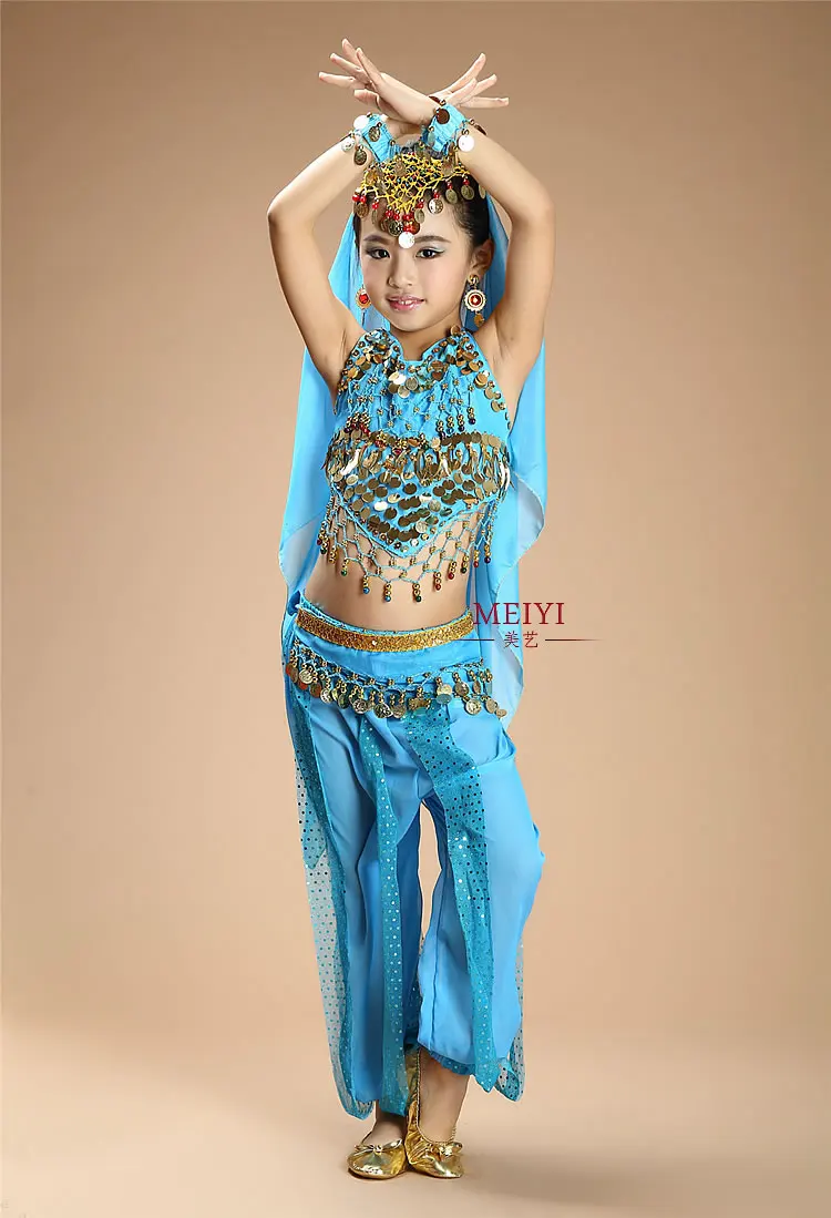 Детские индийские платья Для Болливуда Сари для девочек танцевальные костюмы