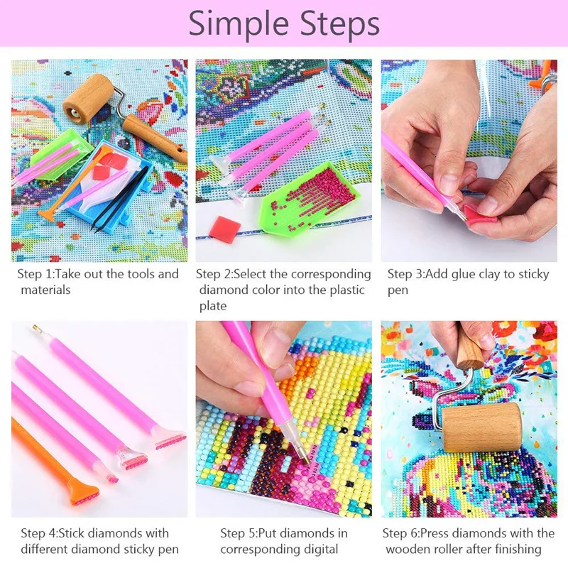 19 Pcs 5D DIY Diamond Painting Cross Stitch Tools Pen Tweezers Glue Plastic Tray and Wooden Roller for Art Craft | Дом и сад