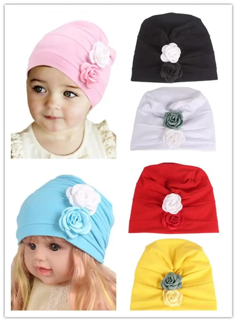 2018 Kids Girls Children Cotton Head Caps Flowers Baby Hat Bonnet Fashion Hair Band New |