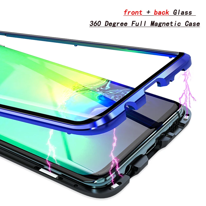BOBYT Magnetic 360 Metal Frame Case for Samsung S9 Plus Coque Double Tempered Glass Cover S10 Note 8 9 |