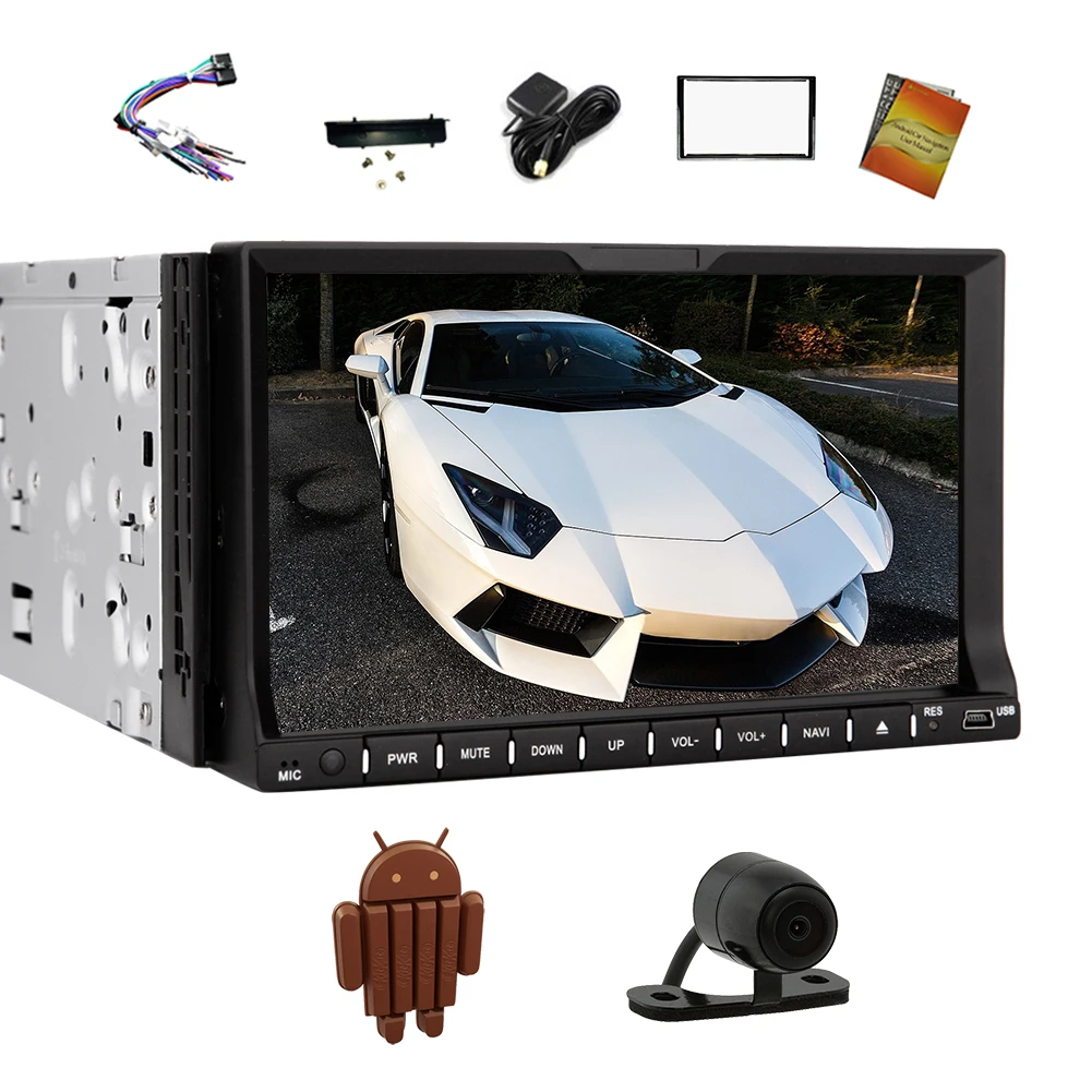 В тире 2din dvd-плеер автомобиля GPS 7 дюймов Android 4.4 HD емкостный стерео поддержка Wi-Fi