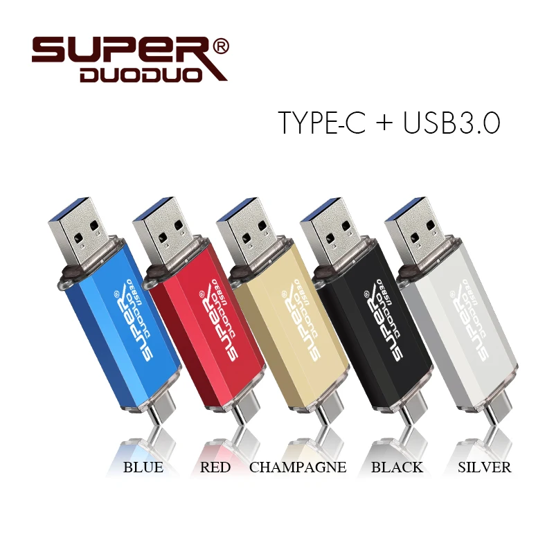2 в 1 OTG usb флэш-накопитель высокоскоростной флеш-накопитель 128 Гб 64 ГБ 32 ГБ 16 ГБ 8 ГБ usb 3,0 Флешка для type-c/Android/PC