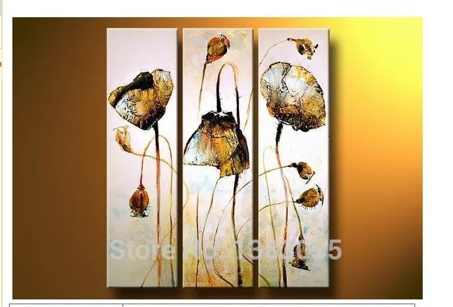 

Hand Painted Abstract 3 Piece Flower Oil Painting Canvas Poppy Picture Home Decoration Modern Wall Art Picture Sets