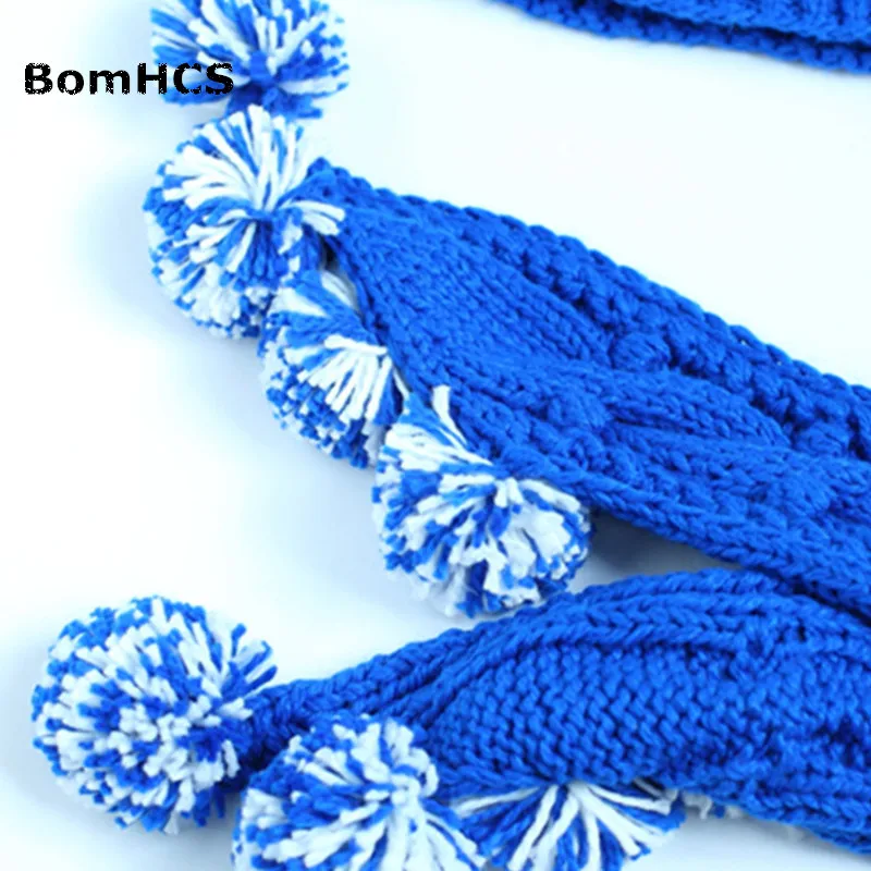 BomHCS милый зимний теплый женский большой шарф с шапкой помпонами 100% вязаная шапка