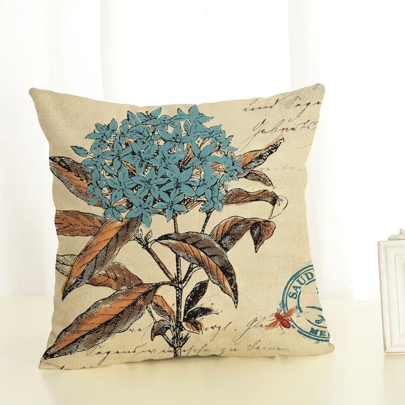 Льняной чехол для подушки в виде цветов подушка Луны с изображением животных