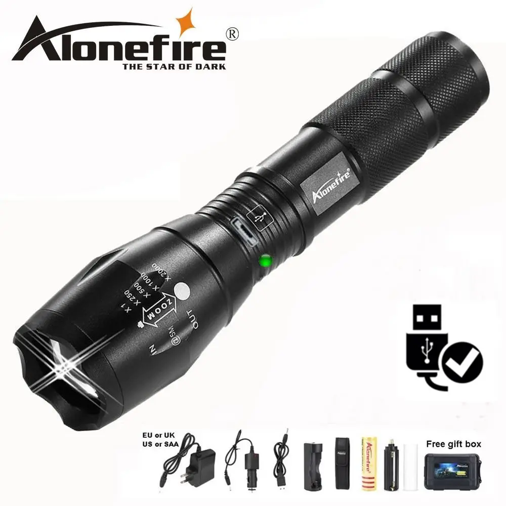 Фонарик AloneFire G700 U 5000lm t6 светодиодный тактический USB фонарик с регулируемым