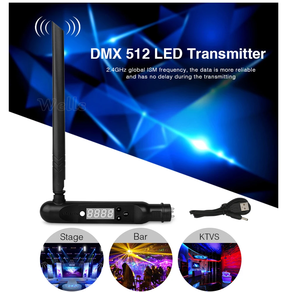 2.4G wireless ISM signal connect controller 3pin XLR transmitter DMX512 Receiver adapter for Disco LED Stage PAR Effect Lights