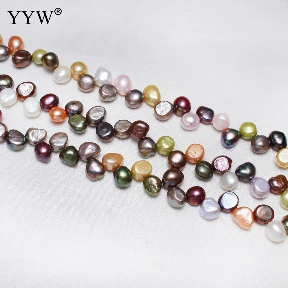 

9-10mm Mixed Colors Irregular Natural Freshwater Pearl Beads Loose Beads Strand 15" For DIY Women Necklace Jewelry Making