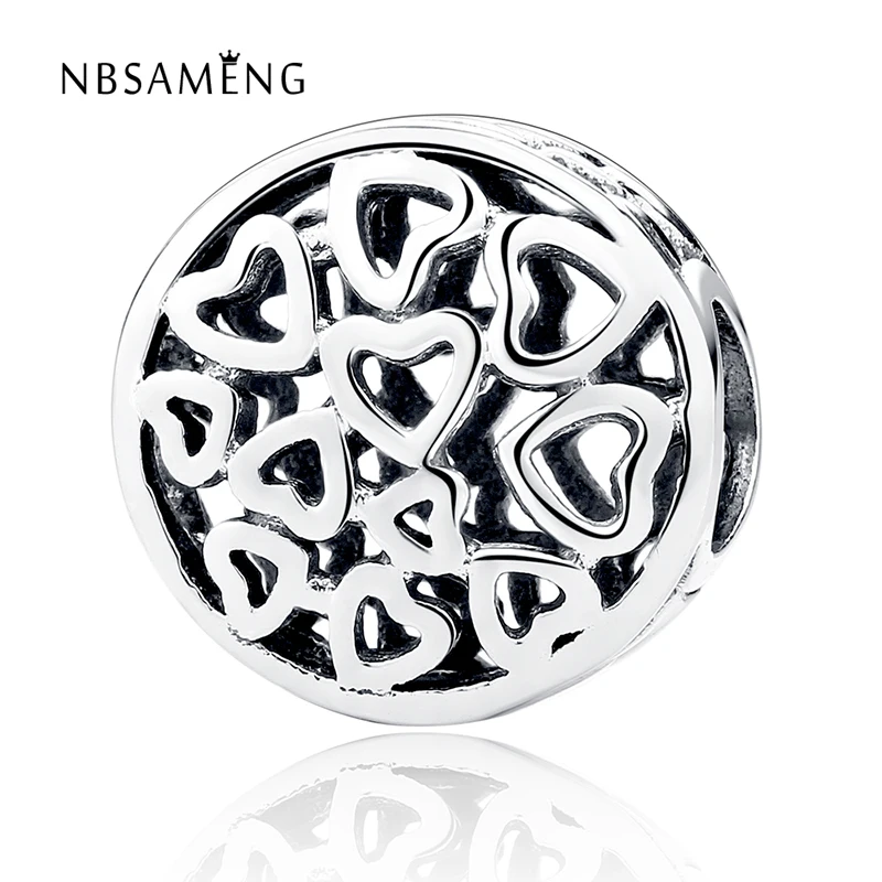 NBSAMENG 100% Φ ажурное сердце любовь бусины шармы подходят для оригинальных браслетов
