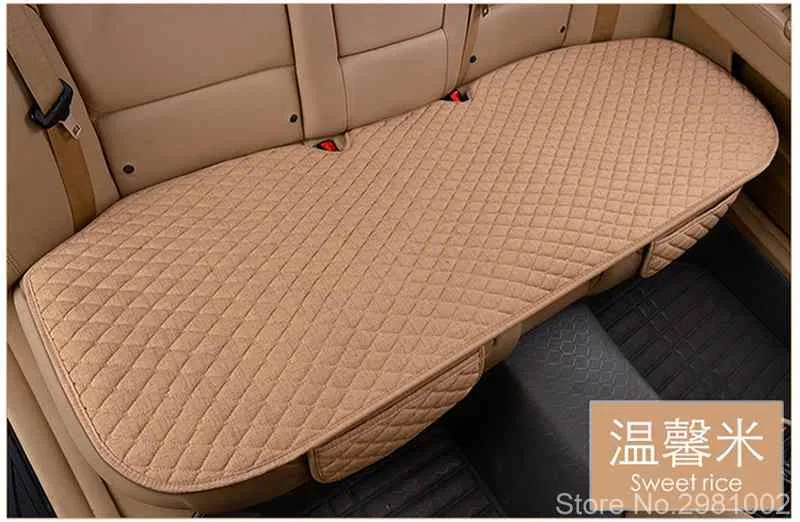 beige rear 1 piece Чехол для сиденья автомобиля, четыре сезона, передняя и задняя льняная подушка, дышащий протектор, коврик, автомобильные аксессуары, универсальный размер - Название цвета: beige rear 1 piece