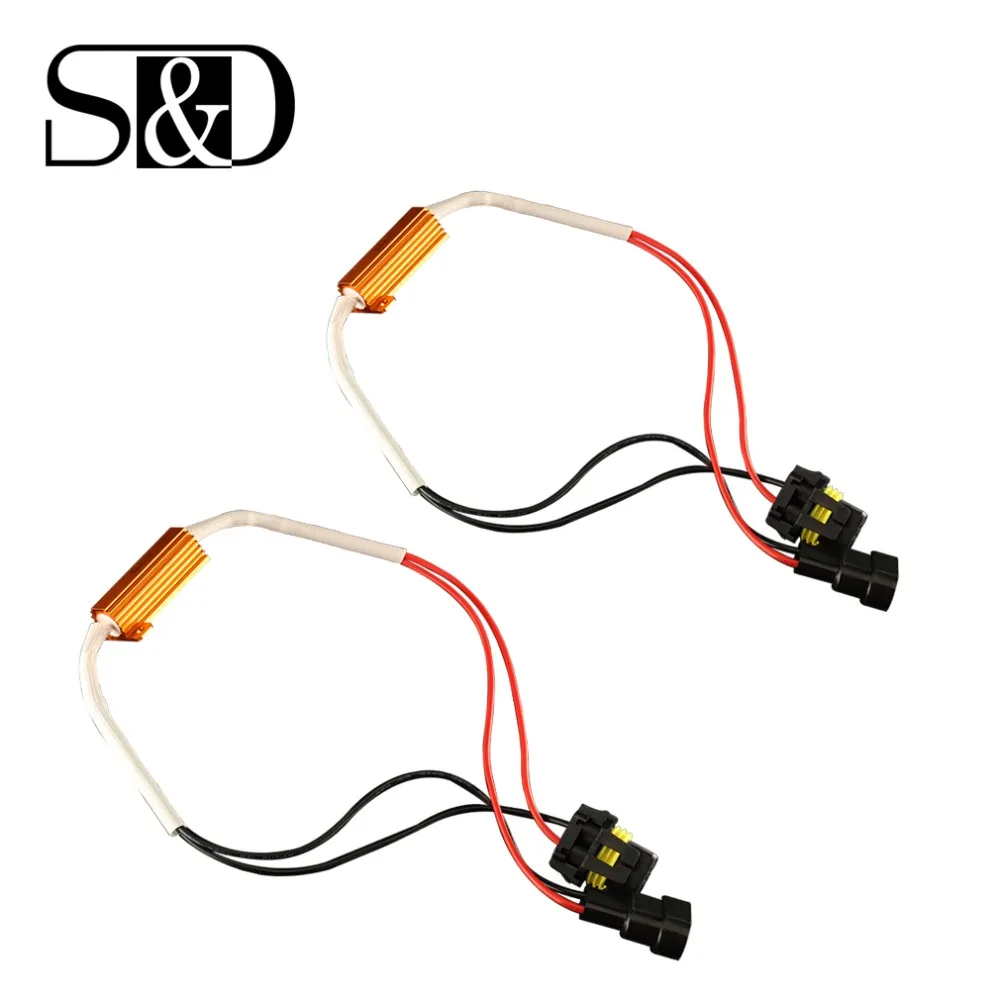 

2pcs Car Resistor Canbus Cable 50W H4 H7 H8 H11 9005 HB3 9006 HB4 LED Bulb Decoder No Flickering Error Canceller Fix Blink Auto