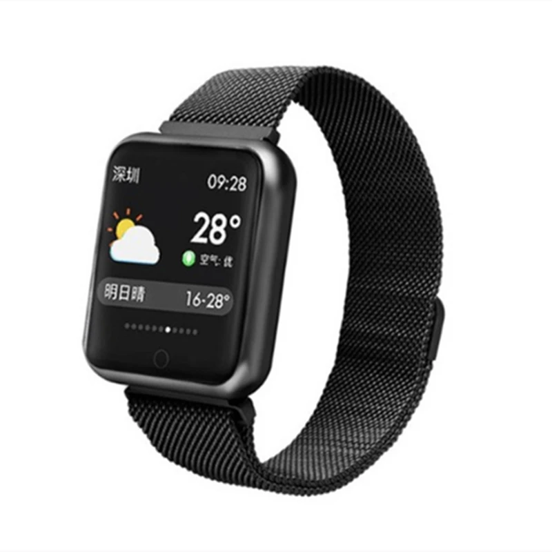 Black Steel P68 Smart Watch Sport трекер Браслет монитор сердечного ритма IP68 Водонепроницаемый Smart Для женщин часы детские часы для IOS и Android VS IWO 8 - Цвет: Black Steel