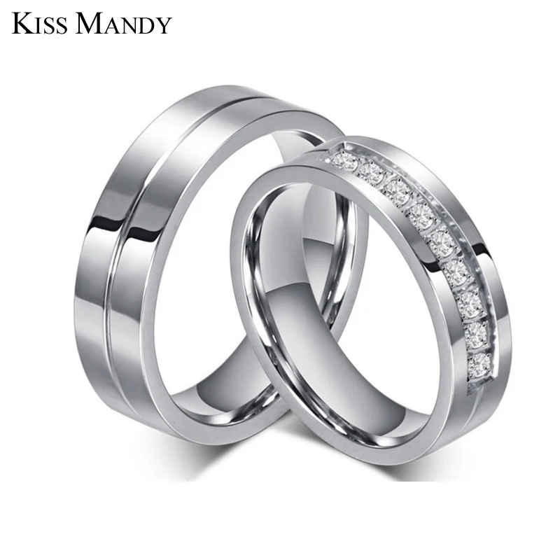 KR213-Men Кольца KISS MANDY из нержавеющей стали с серебряным цирконием, обручальное кольцо для влюбленных, свадебные украшения для помолвки, подарок на день Святого Валентина, KR213 - Цвет основного камня: KR213-Men