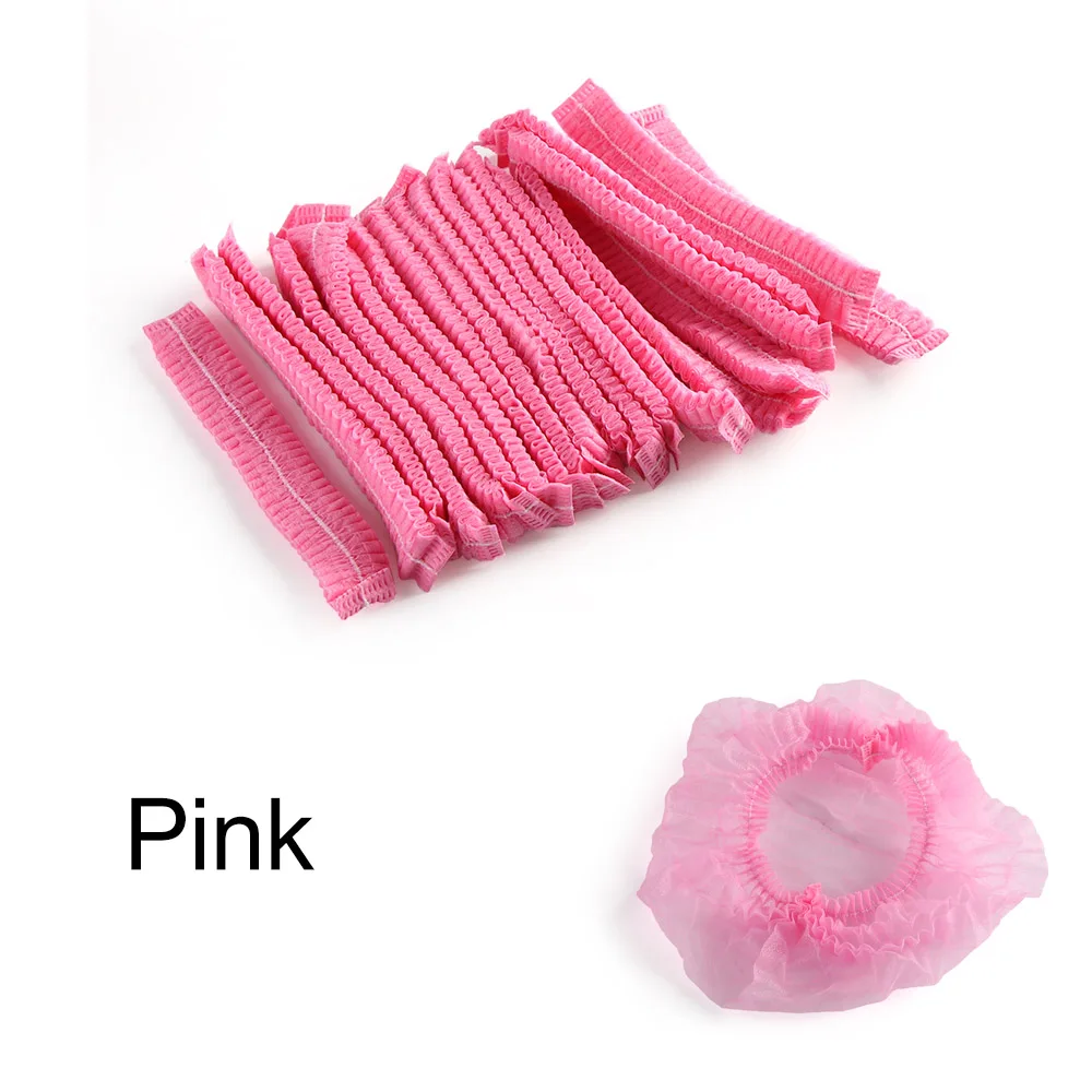 Pink 100 шт Одноразовые микроблейдинг нетканый материал Перманентный макияж волос сетки шапки Стерильная шапочка для бровей татуаж шляпа питания - Цвет: Pink