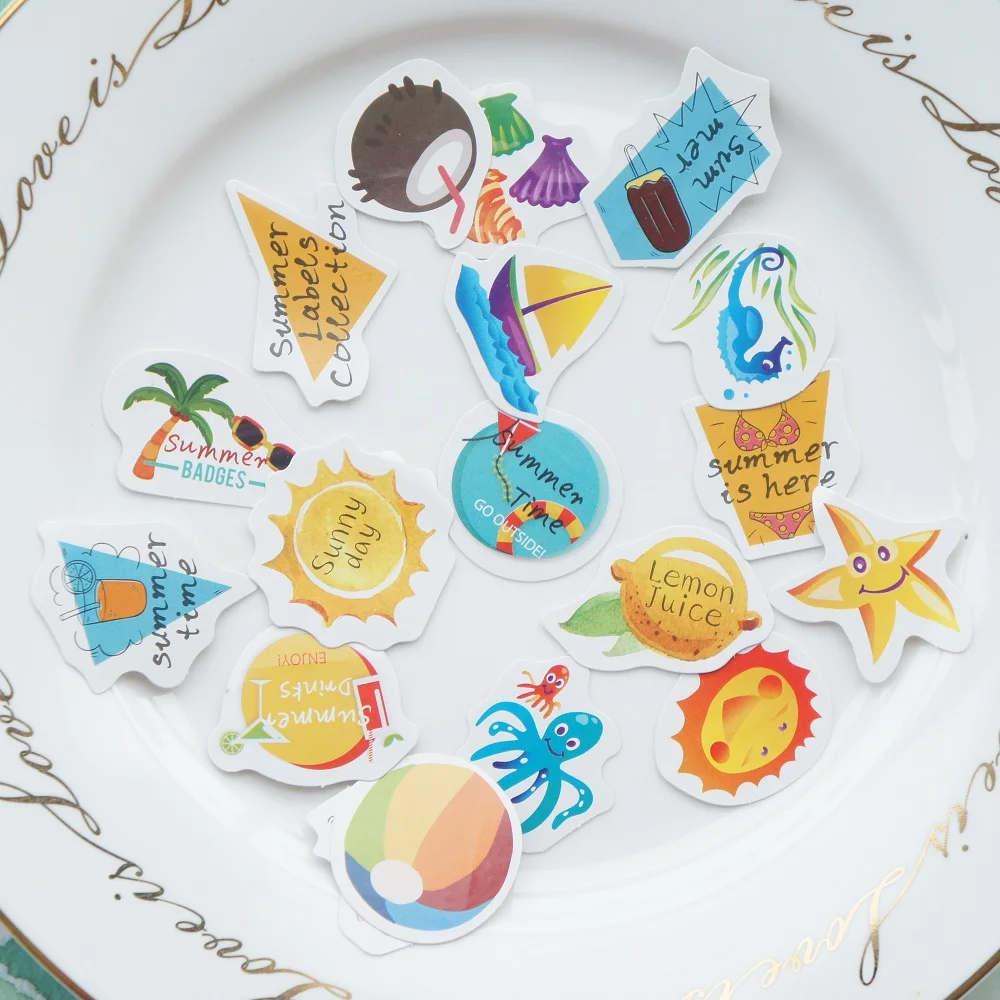 44 шт праздничный пляжный Дизайн Наклейка в подарок бирка на день рождения