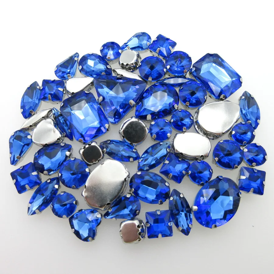 Lt sapphire Формы микс 50 шт./упак. серебро коготь Установка; обувь с блестящими стразами пришить стразы торжественное платье одежда, обувь, сумки, diy цветные отделка - Цвет: Lt sapphire