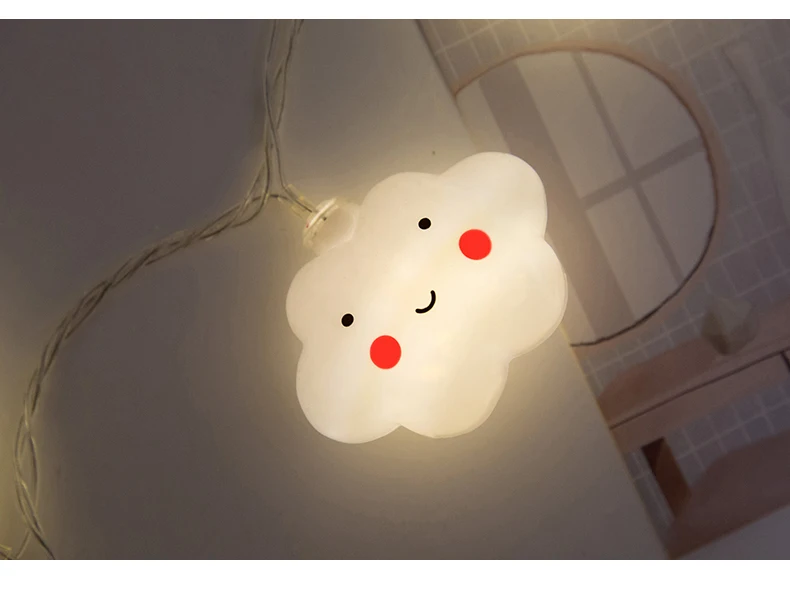 Светодио дный 10 Led Фея прекрасная улыбка облако Luminaria батарея работает строка огни 1,5 м светодио дный LED украшение для Рождество гирлянда на окно