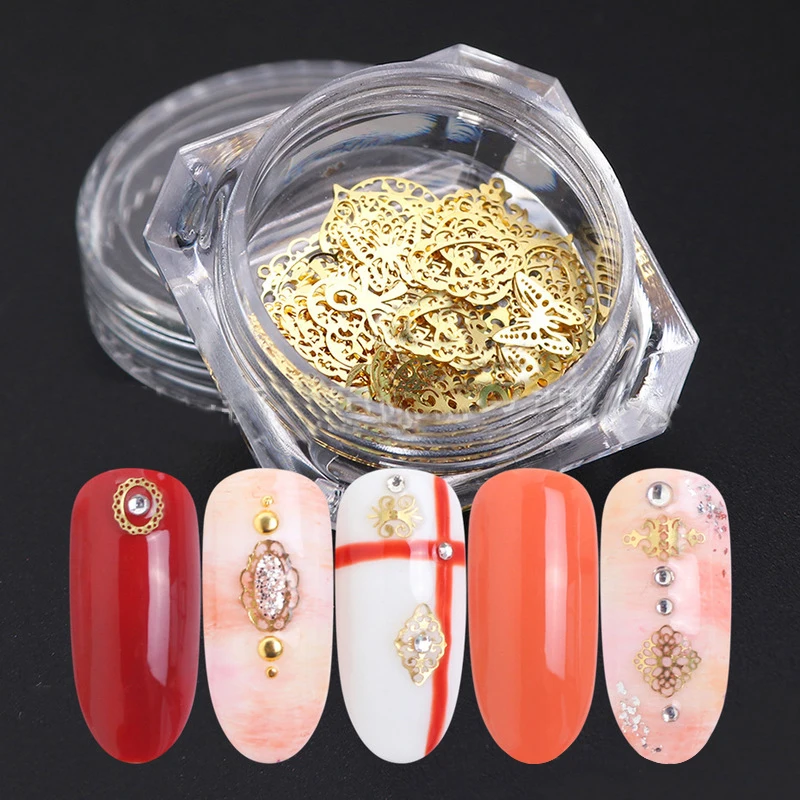 Заклепки для ногтей ультратонкие Полые Цветы луна Бабочка смешанный стиль