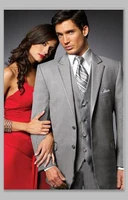 free shipping custom suit 2013 groom tuxedo men suits two buttons notch lapel flap pocket side slit grey suit jacketpantvest