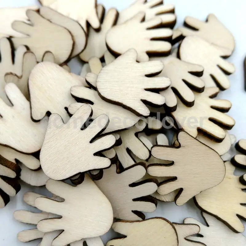 

100pcs Wooden Hand Shape Embellishment Cut Out Cardmaking Scrapbooking DIY Crafts