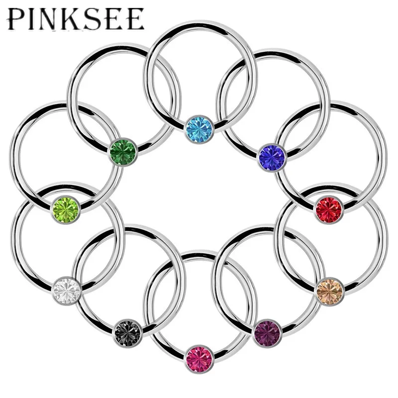 Pinksee простое классическое кольцо из нержавеющей стали для носа Кристальный зажим
