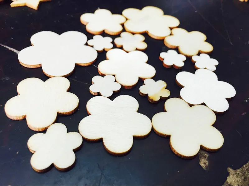 100 шт смешанные размеры цветок Форма МДФ НЕОБРАБОТАННАЯ древесина Неокрашенная дощечка для рукоделия Пирография
