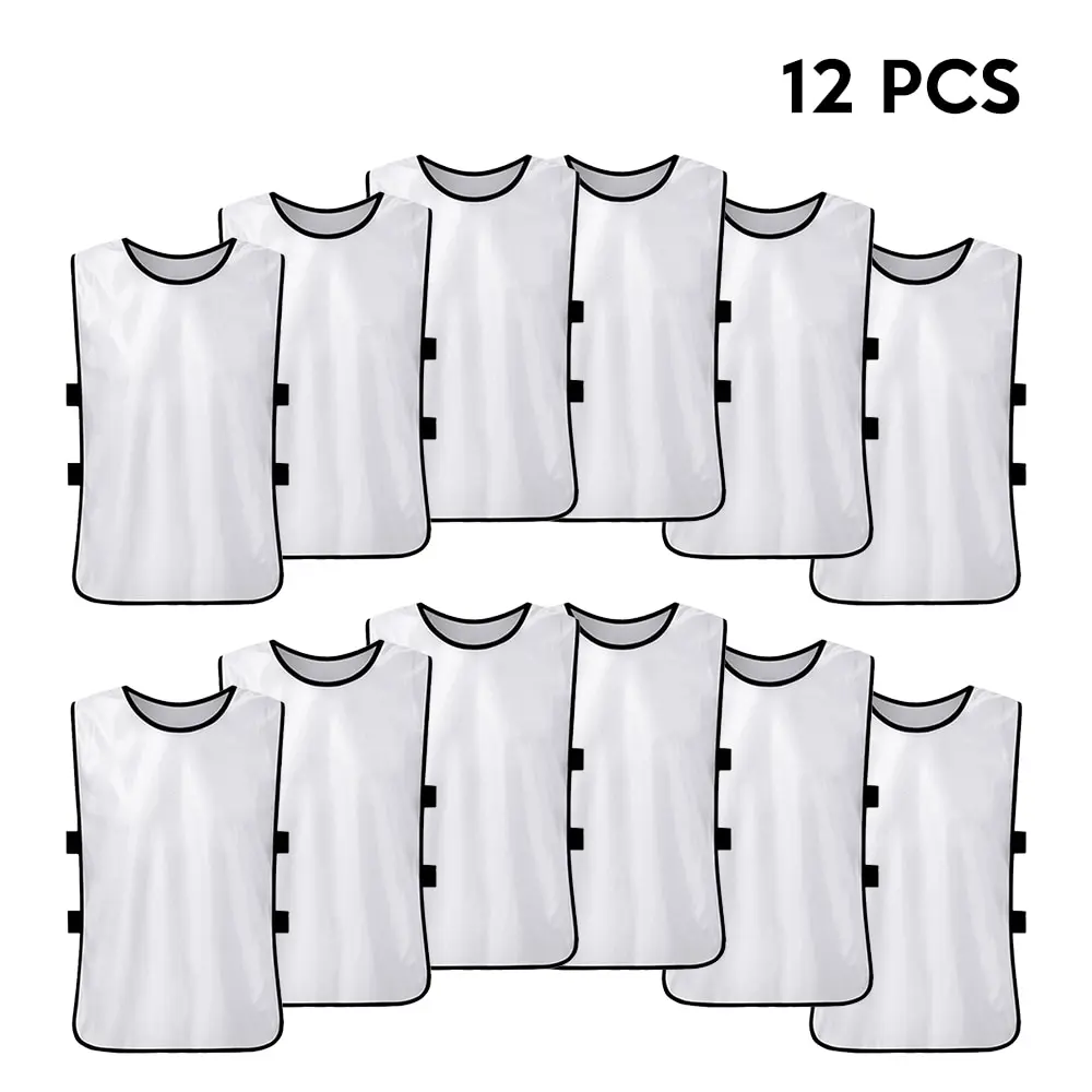 White 12pcs Взрослые 12 шт футбольные пинни быстросохнущая футбольная безрукавка майки Scrimmage спортивный жилет дышащий командный тренировочный нагрудник нагрудники для футбола - Цвет: White 12pcs