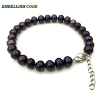 top quality flawless good shine potato nearround shape deep black natural cultured pearls bracelet adjustable gift for girl