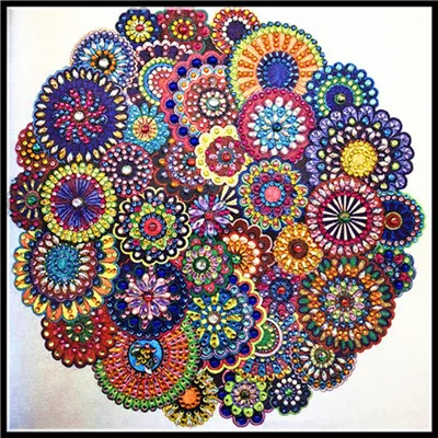 Тёмно-синий Special Shape Diamond Painting Mandala Flower Modern Pattern DIY 5D Part Drill Cross Stitch Kit Crystal Art - Цвет: Тёмно-синий