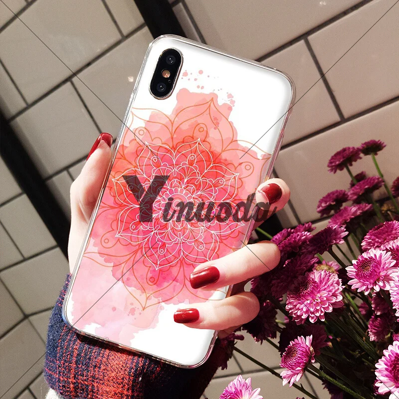 Yinuoda мандала цветок ТПУ прозрачный чехол для телефона чехол для Apple iPhone 8 7 6 6S Plus X XS MAX 5 5S SE XR чехол